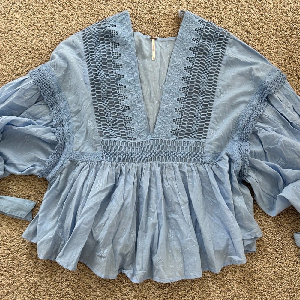 Free People Blue Blouse